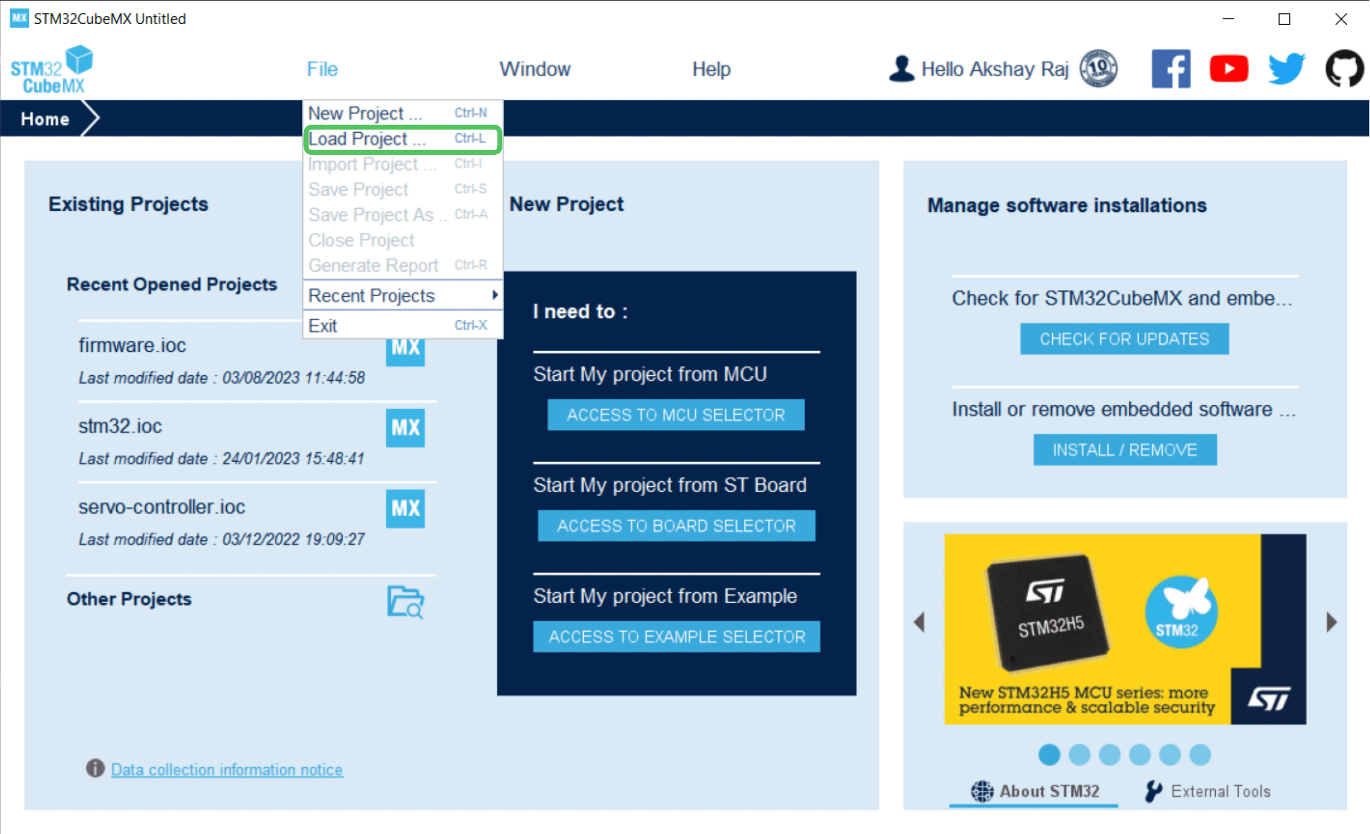 Load project