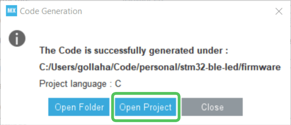 Open project in STM32CubeIDE